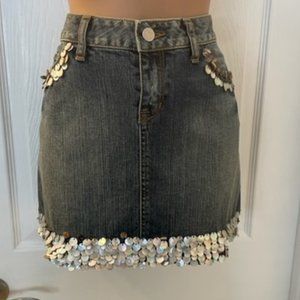 NWOT London Jean for Victoria's Secret Catalog Pearly Dot Accent Jean Skirt 6